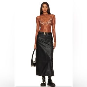 NWOT- Free People - City Slicker Faux Leather Maxi Skirt- Size 0